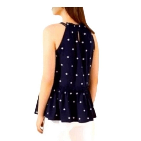 LOFT Dark Blue Sleeveless Blouse with Light Pattern - Picture 2 of 5